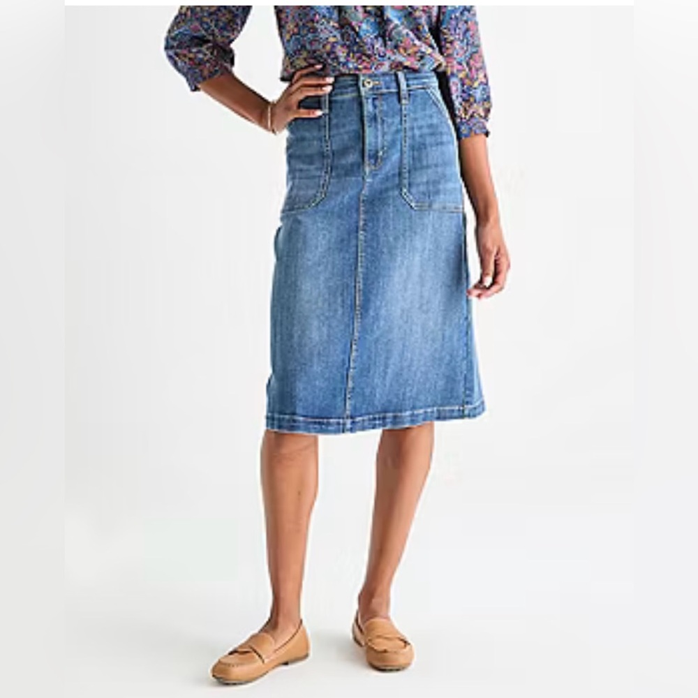 Kim Rogers women’s size 16‎ a line front zip denim skirts new with tags